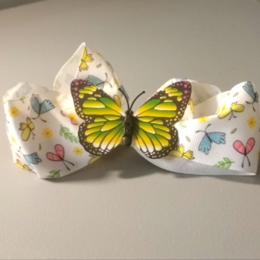 Fashion Jewelry Butterfly Bow Hair Clip - Green and Multicolor
